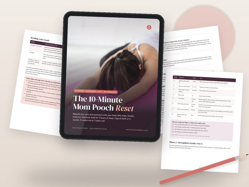 The 10-Minute Mom Pooch Reset: the guide and its printable tools