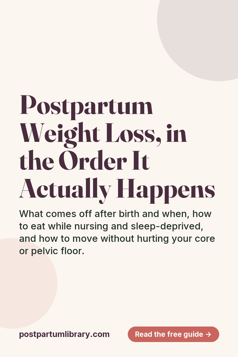 Postpartum Weight Loss, in the Order It Actually Happens (pin)