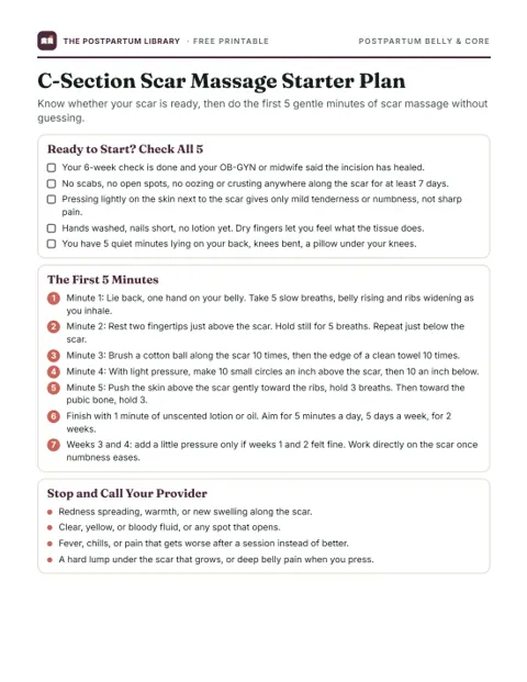 C-Section Scar Massage Starter Plan (printable preview)