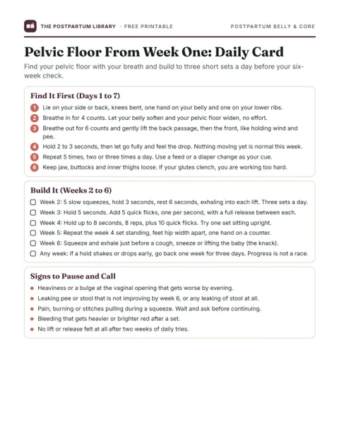 Pelvic Floor From Week One: Daily Card (printable preview)
